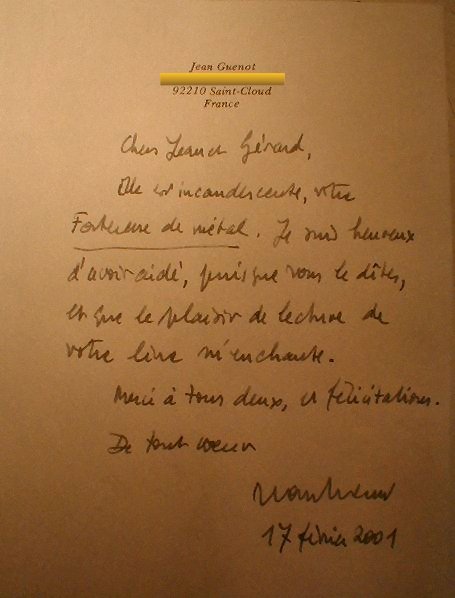 Lettre Jean Guenot